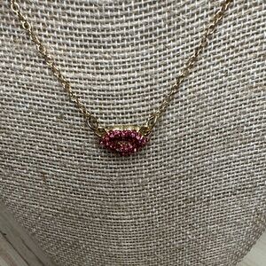 Gold and Pink Lip Pendant Necklace